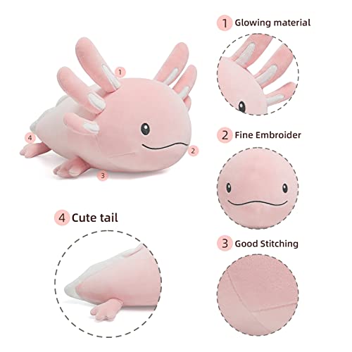 Image of Niuniu Daddy Pink Axolotl Weighted Stuffed Animals, Plush Pillow for Kids | 20 in 1.9 lbs, Heavy sensory lap pad, lying body pillow for sleeping, machine wash, huggable gift, cute plushies