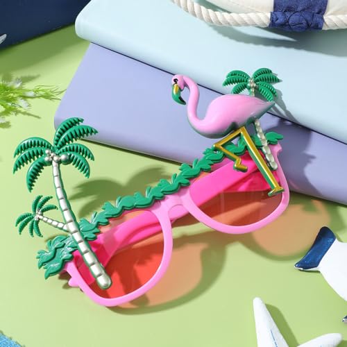 Parliky 4 Sztuki Szt Hawajskie Okulary Imprezowe z Motywem Drzewa Kokosowego i Zabawne Letnie Akcesoria Plażowe Kostiumowe Przyjęcia Luau i Wygodne Okulary Party