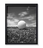Poster Master Golf Print - Sports Poster - Athlete Art - Black and White Photography Wall Design - Golf Ball & Grassy Field Art - Minimal Gym or Office Decor - 8x10 UNFRAMED Wall Art