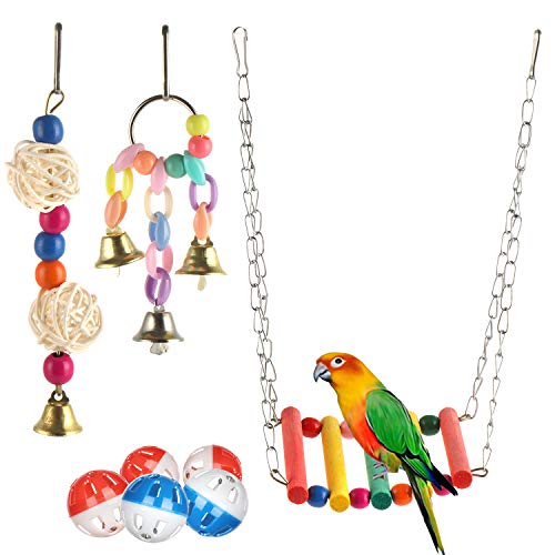 Genenic 15 Packs Bird Parrot Toys, Bird Toys Parrot Swing Toys, Hammock Chewing Hanging Bell Pet Birds Cage Toys for Small Parakeets Cockatiels, Conures, Macaws, Parrots, Love Birds, Finches