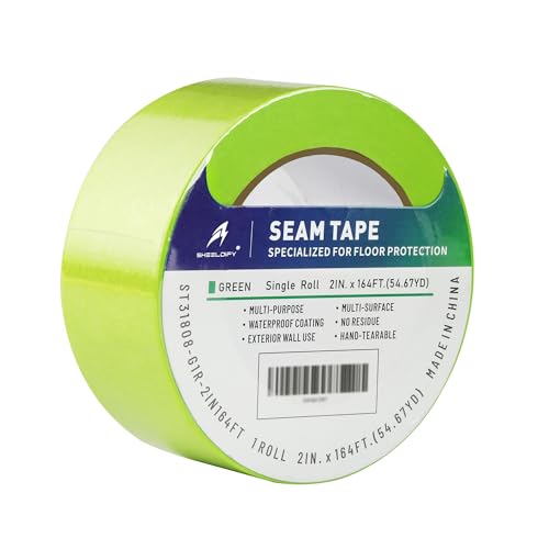 Sheeldify Gen.III Seam Tape Specialized for Floor Protection | Edge Tape | Masking Tape, 90 Day+ (Green, 1 Roll, 2" x164')