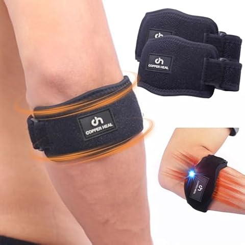 COPPER HEAL Elbow Brace (PAIR) - ADJUSTABLE Support Tennis Elbow or Lateral Epicondylitis arm sleeves men nerve rennis workout pads softball Cover