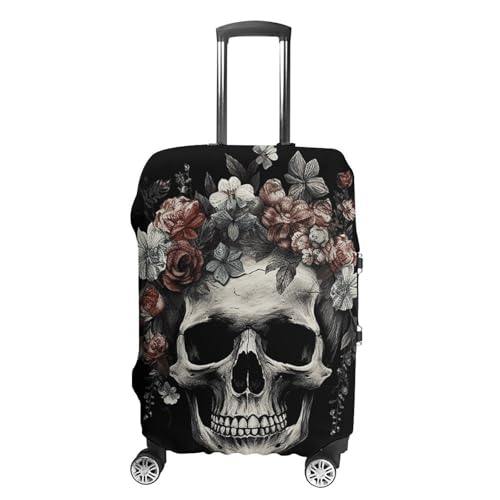 Carry on Luggage Cover Skull in Darkness Suitcase Covers for Luggages Tsa Approved Travel Luggage Sleeve Protector Elastic Suitcase Protector Anti-Scratch Washable Fits 19-30 Inch Case -L