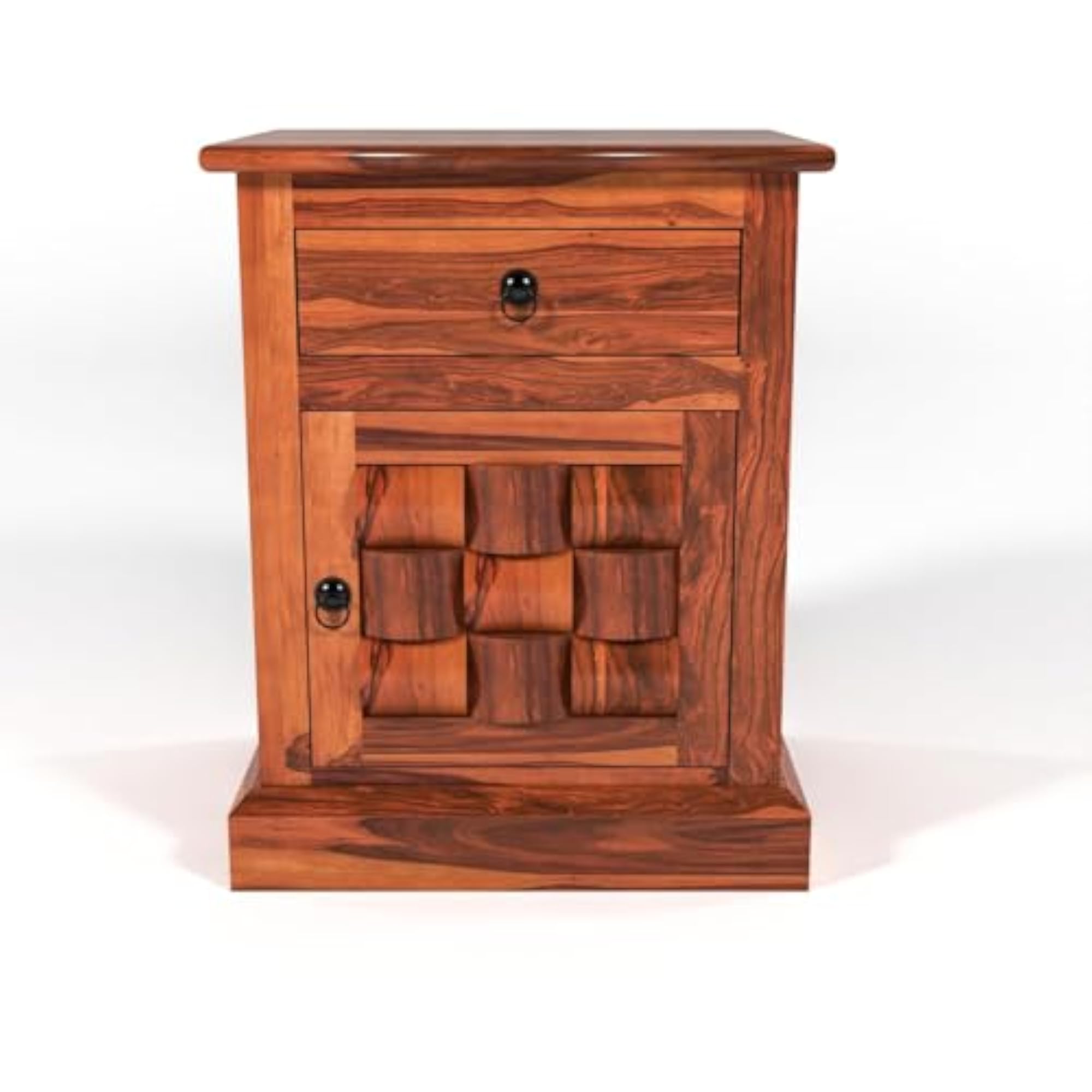 Sheesham Wood Niwar Bedside Table with Drawer & Door
