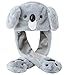 dressfan Felpa Animal Conejo Oreja Sombrero Juguete Regalo Regalo De Cumpleaños con Orejas Móviles Chicas Chico Mujer Cosplay (K-Koala Gris, Talla única)