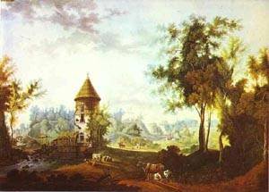 Peinture à l'huile Shchedrin reproduction tableau paysage 1792 toile art 20x24 pouces