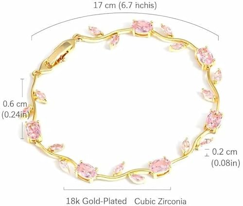 Image of Golden Baby Pink Tulip Bracelet for Women Stylish | Anti Tarnish Jewellery for Women, Hand Wristlet for Girls | Aesthetic Accessories for Girls, Valentine's Gift for Girlfriend