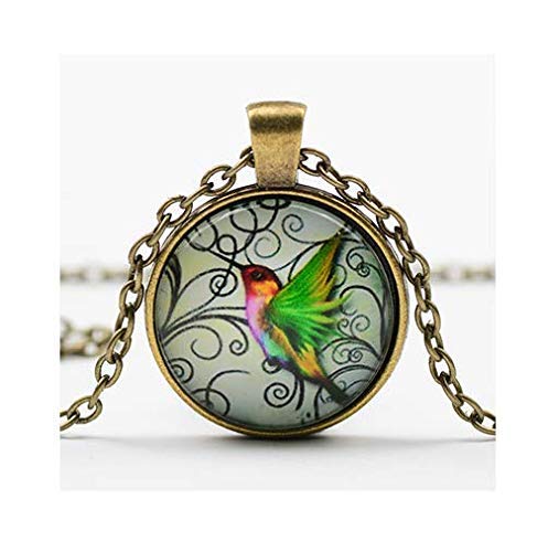 Collar de colibríes verdes, colgante de cristal con diseño de pájaro, joyería