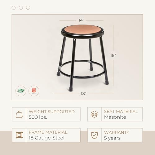 OEF Furnishings OEF6218-10/2 Premium Commercial-Grade All-Purpose Round Stool (18-inch Height, Black Frame, Masonite Wood Seat, 2-Pack) - Thumbnail 3