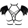 Body Harness Veren voor Vrouwen Strappy Elastische Cupless BH Uitgesneden Tops Epauletten Schoudervleugel Punk Goth Rave…