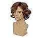 Dai Cloud Mens Brown Curly Wig Short Fluffy Natural Side Part Synthetic Hair for Male Costume Daily Party Cosplay Halloween Use(Blonde Brown)