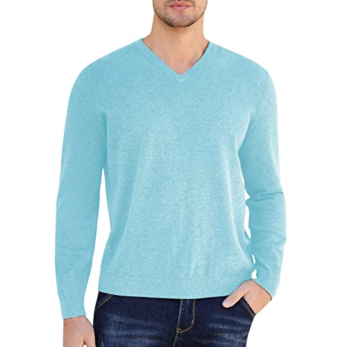 Mens Casual Slim Fit V Neck Sweater Ribbed Knit Long Sleeve Pullover Top