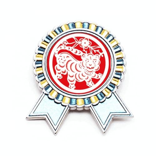 Broche tigre zodiaque chinois accessoire mode médaille récompense papier métal taille M