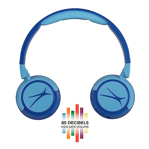 Image of Altec Lansing Kid Safe 2-in-1 Wireless Bluetooth Headphones - Crystal Clear Sound, Safe Volume Limiting, Foldable Design - Enjoy Audio and Protect Your Child's Hearing (Hero Blue)