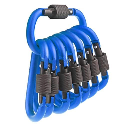 IEBUOBO 10 Pack 2.3In Aluminum D Ring Key Rings Hiking Clips Locking Carabiner (Dark Blue, 2.3 Inch)