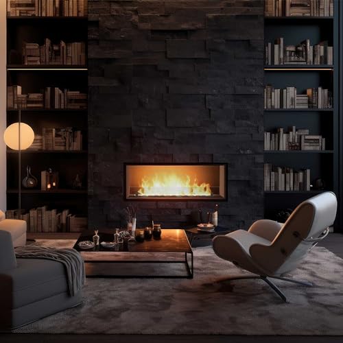 Bioethanol-Kamin zum Einbau, aus Edelstahl, schmal, innen schwarz, 100 cm – Bild 6