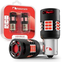 Nakamichi 7507 BAU15S PY21W Car LED Bulb Bright 30-SMD 3020 Chip with Canbus Error-Free 12,000 RPM Fan for Brake Turn Signal Indicator Reverse Parking Tail Light Monza Red, 30 LEDs, Pack of 2