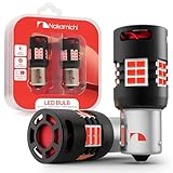 Nakamichi 7507 BAU15S PY21W Car LED Bulb Bright 30-SMD 3020 Chip with Canbus Error-Free 12,000 RPM Fan for Brake Turn Signal Indicator Reverse Parking Tail Light (Monza Red, 30 LEDs, Pack of 2)