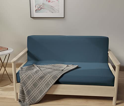 Lane Linen Futon Covers Full Size, 100% Cotton Futon Slipcovers, Full Size Futon Mattress Cover For Futon Sofa Bed, Foldable Armless Sofa Cover, Zippered Futon Couch Cover - Bluestone #TOP1