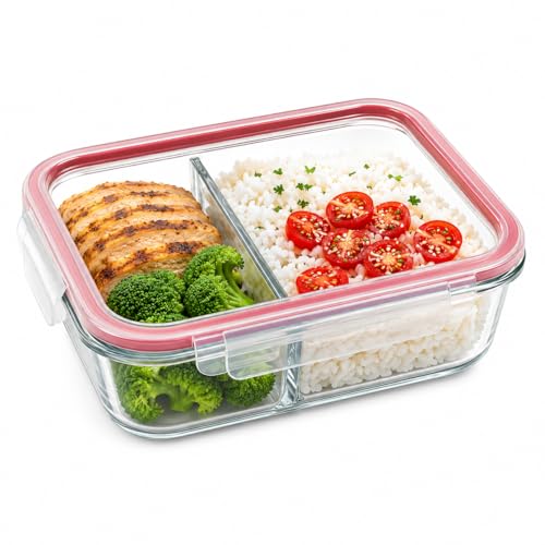 Pote Hermético De Vidro Borossilicato Retangular 1000ml Com Divisória – Resistente ao Forno Micro-ondas Freezer E Lava-louças