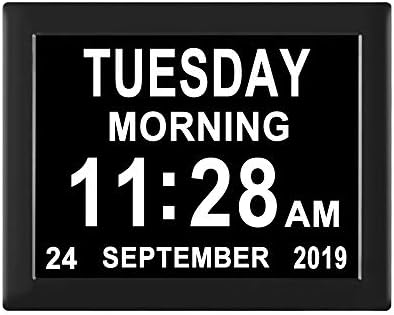 [8 Alarm Options] Extra Large Day Date Month Clocks 3 Medication Reminders Digital Calendar Day Dementia Clock for Seniors Elderly Vision Impaired Memory Loss Clock