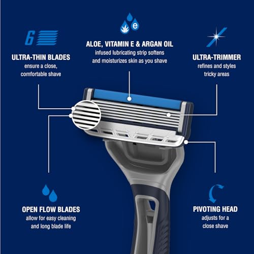 Image of Barbasol Ultra 6 Plus Disposable Razor Value Pack (3 Packs /9 Total Razors) | Premium 6-Blade Disposable Razors, Close Shave Technology, UltraTrimmer 7th Blade, Pivoting Head, Razor Bundle