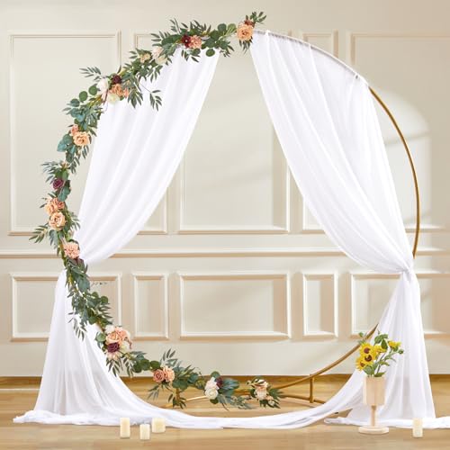 Image of Wedding Arch Draping Fabric 1 Panel 30 inch X 20FT Sheer Arch Drapes Fabric White Backdrop Curtains for Wedding Arbor Ceremony Birthday Party