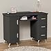 Charmmade Black Nail Desk for Nail Tech with Drawers, Acetone Resistant Manicure Table Nail Tech Desk Storage Cabinet, Open Drawer, Wrist Pad, Metal Legs, for Beauty, Salon, Spa Makeup