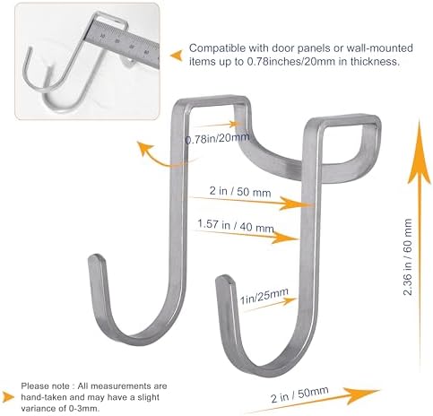 Over The Cabinet Door Hooks 6pcs,304 Stainless Steel Over Door Hanger for Kitchen,Cabinet,Closet,Bathroom,Hole-Free Towel Holder Over Cabinet Hanging Double Prong,Silver,S Shape image 5