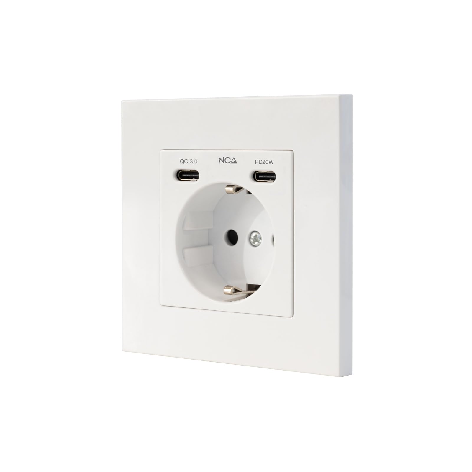 NANOCABLE 10.35.0012 - Base de Enchufe de Pared Tipo schuko con 2 USB-C PD - MAX. 3.4A, Blanco