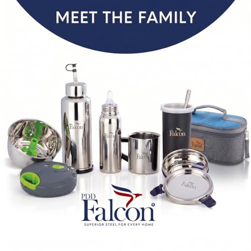 Image of PDDFALCON Stainless Steel EcoNxt Lunch Box Set of 2 containers with Insulated Bag, BIS Certified, Food Grade, BPA Free, Jindal Seal & Made in India. (Navy Blue - 600ml)