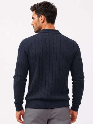 Image of TYSORT Men's Cotton Full Sleeve Collar Polo Sweater for Men, Cable Knitted Sweaters for Men