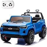 Nitoess 2 Seater 24V Chevrolet HD Pickup Truck Ride On Car with Parent Remote Kids EVA Tires Ride On Car Electric Power Vehicles Wheels Ride on Toys for Boys,Blue