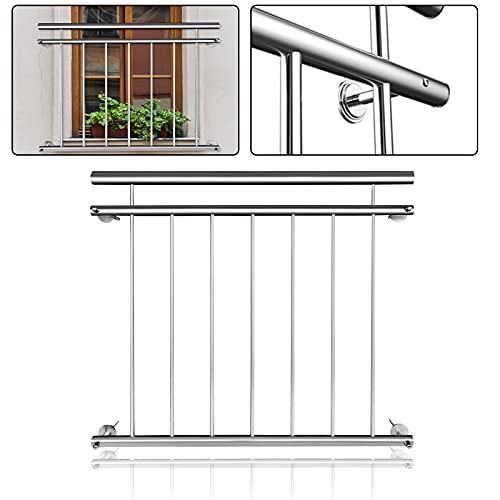 Froadp 100x90cm Balaustres Para Balcones Franceses, Rejas De Seguridad Para Ventanas, Barandilla De Acero Inoxidable Para Patios, Pasamanos Anticaída Para Escaleras Y Vallas