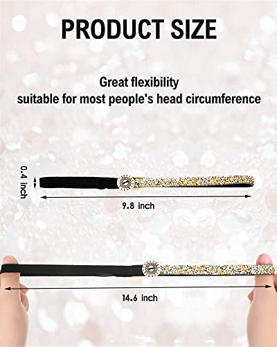 Willbond 9 Pieces Rhinestone Crystal Headbands Diamond Sparkly Thin Hair Bands Glitter Hairband Skinny Headband Elastic Beaded Hair Accessories For Women Girls Gifts (Classic Patterns) #TOP2