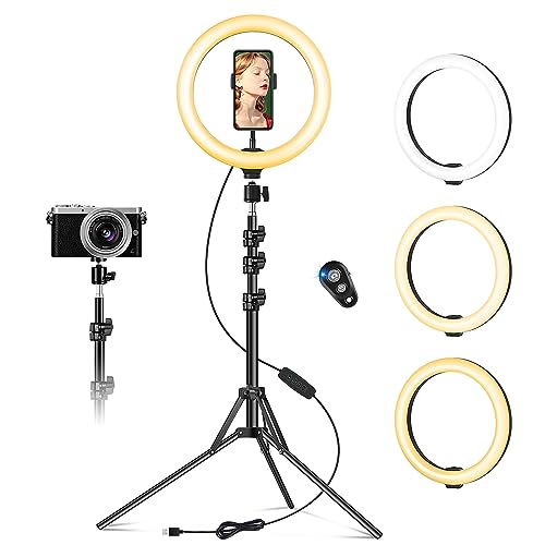 Lampa pierścieniowa 25 cm ze statywem i uchwytem na telefon, dzwonek do selfie z pilotem do telefonu, 177,8 cm wysoki okrąg, lampa pierścieniowa LED do makijażu, nagrywania wideo, konferencji, TikTok