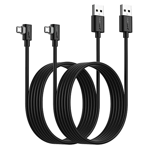 SUNGUY Höger vinkel mikro USB-kabel 2 m [2 pack] 90 graders dubbelsidig mikrokontakt laddning och datasynkronisering kabelledning för Samsung Galaxy A10 S6 S7 Edge Tab 4, Huawei P Samrt, Nokia 6 5 3, Ps4