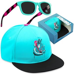 Fortnite Basecap und Sonnenbrille Set Jungen 6-14 Jahre, Sommer Kinder Cap mit UV Schutz Kindersonnenbrille, Geschenke für Kinder (Blau Fortnite)