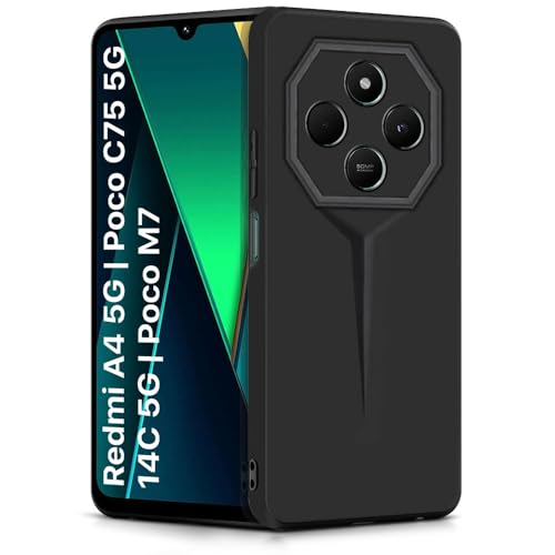 Image of WOW IMAGINE Back Cover for Redmi A4 5G | Poco C75 5G | 14C 5G | Poco M7 | Blade Series Ultra Thin Case with Lightweight Design | Camera Protection | Soft Matte Silicone Flexible Mobile Case - Black