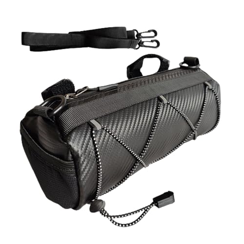 Bolsa para manillar - Bolsa de ciclismo impermeable, bolsa de barril con marco frontal ajustable, organizador con bolsillo lateral de malla | Accesorio ligero para guardar bicicletas, equipos