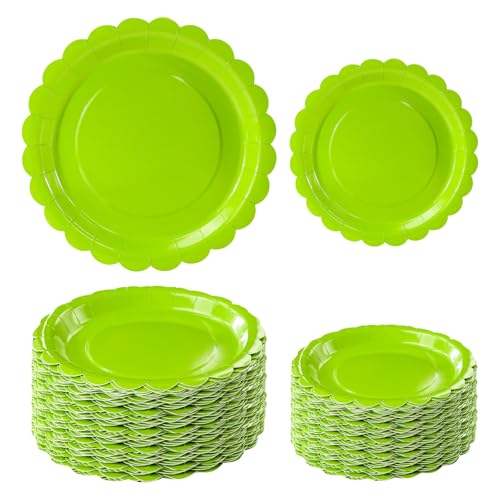 Lime Green Scalloped Paper Plates