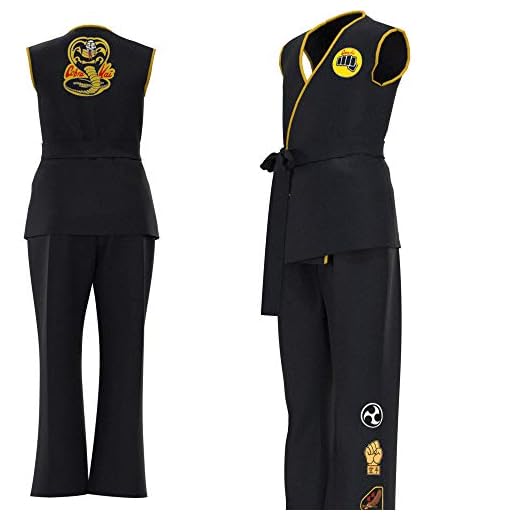 Disfraz de Cob-ra Kai para mujer, camiseta con cinta para la cabeza, disfraz de Karate Gi Cosplay No Mercy para hombre