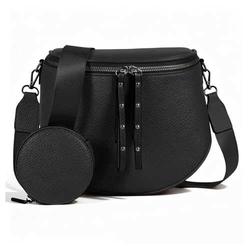 MOETYANG Crossbody Bags for Women Large Vegan Leather Bum Bag with Coin Purse (Black)