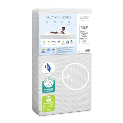Delta Children Twinkle Stars Crib and Toddler Mattress with...
