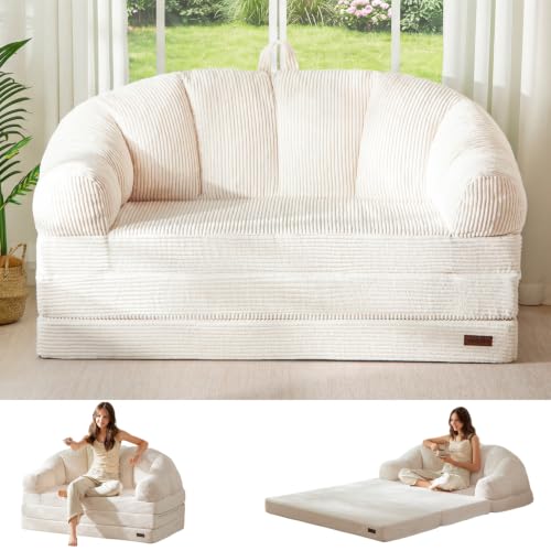 Image of MAXYOYO Folding Sofa Bed with Backrest, Boneless Fold Out Couch with Handle