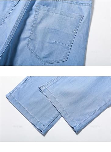 Men's Baggy Jeans Summer Thin Denim Pants Elastic Waist Straight Casual Dark Trousers Plus Size 7