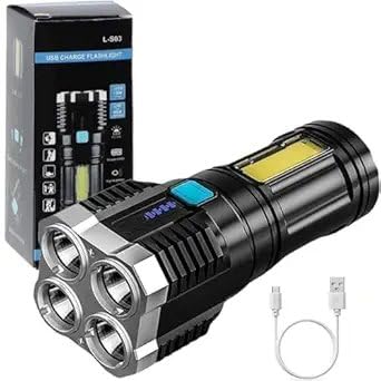 JSMorison 4 Core LED Torch Light – Ultra Bright Rechargeable Flashlight with Long Range Beam | Heavy-Duty Handheld Torch for Outdoor, Emergency, Camping & Security Use-picture-24