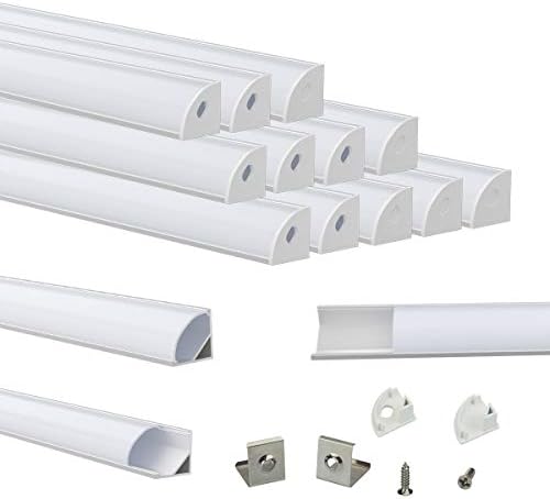 Muzata 15Pack 3.3FT/1M V-Shape LED Channel System with Milky White Cover Lens Frosted, Silver Aluminum Extrusion Profile Housing Track for 3528,5050,5630 Strip Tape Lights V1SW 1M WW,LV1 LW1