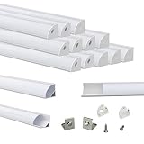 Muzata 15Pack 3.3FT/1M V-Shape LED Channel System with Milky White Cover Lens Frosted, Silver Alumin