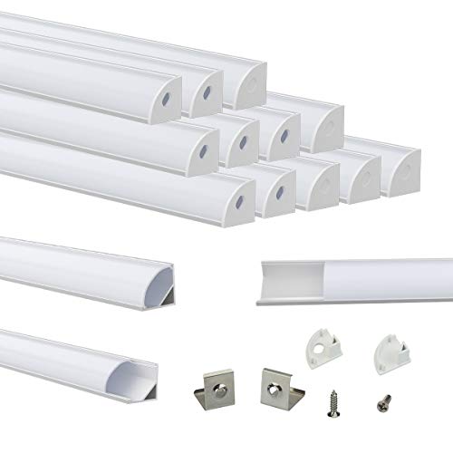 Muzata 15Pack 3.3Ft/1M V-Shape Led Channel System With Milky White Cover Lens Frosted, Silver Aluminum Extrusion Profile Housing Track For 3528,5050,5630 Strip Tape Lights V1Sw 1M Ww,Lv1 Lw1 #TOP3
